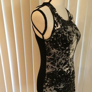 Bailey 44 , Black white gray sleeveless top, Back  one solid black color
